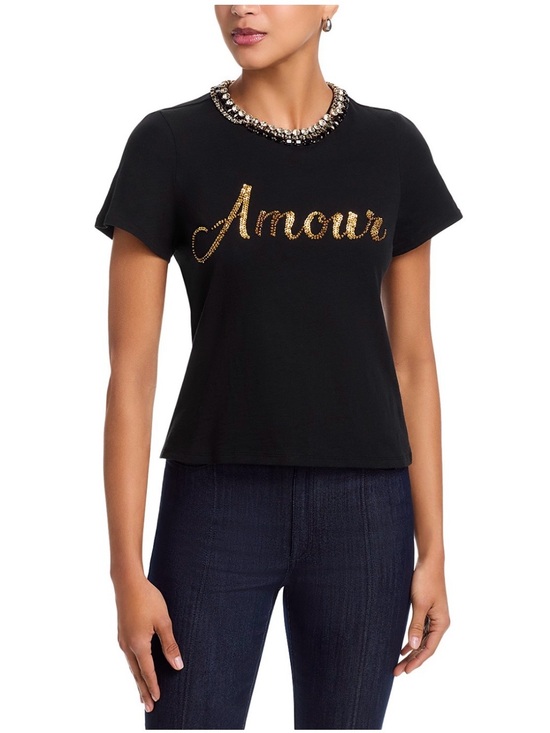 cinq a sept Tops - cinq a sept Black Embellished Top
